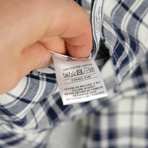 Ami Alexandre Mattiussi Shirt Mens 42 Extra Large White Black Plaid Button Down - Picture 10 of 10